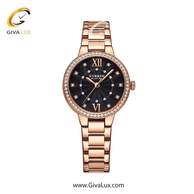 ساعت مچی اورجینال زنانه کارن (کورن) curren رزگلد | رزگلد| مشکی| کد رفرنس 9085RGBK