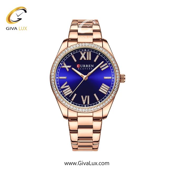 ساعت مچی اورجینال زنانه کارن (کورن) curren رزگلد | رزگلد| آبی| کد رفرنس 9088RSBU