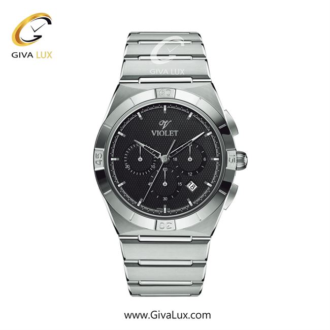 ساعت مچی اورجینال مردانه ویولت VIOLET سه موتوره کرنوگراف نقره ای | نقره ای| مشکی| کد رفرنس 0614
