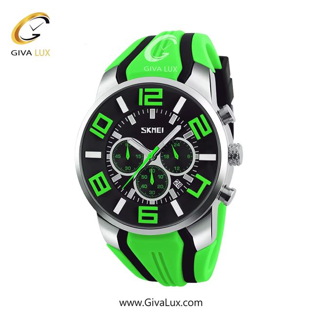 ساعت مچی اورجینال مردانه اسکمی (Skmei) سه موتوره کرنوگراف نقره ای | سبز-مشکی| مشکی-سبز| کد رفرنس 9128GN