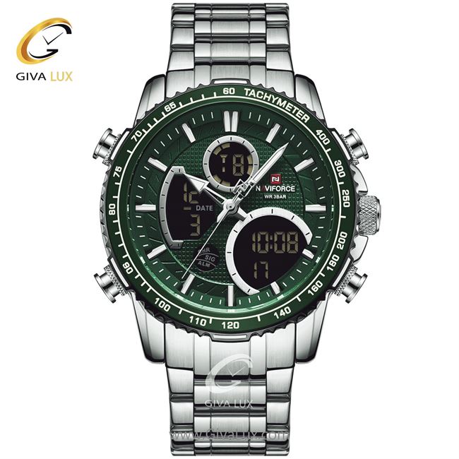 ساعت مچی اورجینال مردانه ناوی فورس|Naviforce|نوی فورس|نیوی فورس سبز | نقره ای| سبز| کد رفرنس NF9182