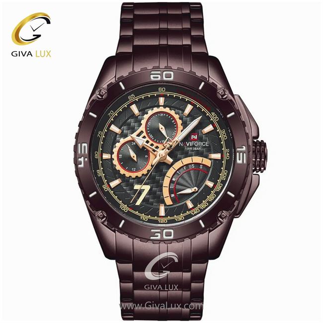ساعت مچی اورجینال مردانه ناوی فورس|Naviforce|نوی فورس|نیوی فورس سه موتوره فول تایم کافی | کافی| مشکی| کد رفرنس NF9183