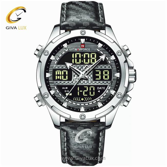 ساعت مچی اورجینال مردانه ناوی فورس|Naviforce|نوی فورس|نیوی فورس دو زمانه نقره ای | مشکی| طوسی| کد رفرنس NF9194