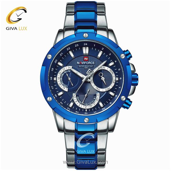 ساعت مچی مردانه بند فلزی فول تایم نوی فورس NF9196