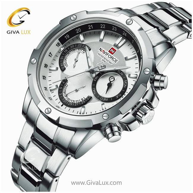 ساعت مچی مردانه بند فلزی فول تایم نوی فورس NF9196 9196SW1.jpg