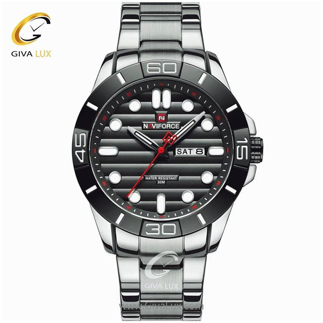 ساعت مچی اورجینال ناوی فورس مردانه نقره ای | نقره ای | مشکی | کد رفرنس NF9198