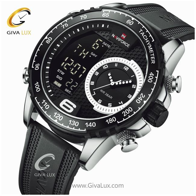 ساعت مچی مردانه بند پی یو قرمز ناوی فورس مدل NF9199T 9199sbw.jpg