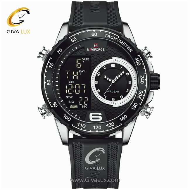 ساعت مچی اورجینال مردانه ناوی فورس|Naviforce|نوی فورس|نیوی فورس دو زمانه نقره ای | مشکی| سفید| کد رفرنس NF9199T