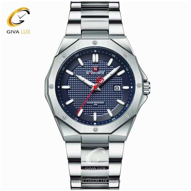 ساعت مچی اورجینال مردانه ناوی فورس|Naviforce|نوی فورس|نیوی فورس نقره ای | نقره ای| آبی کاربنی| کد رفرنس NF9200