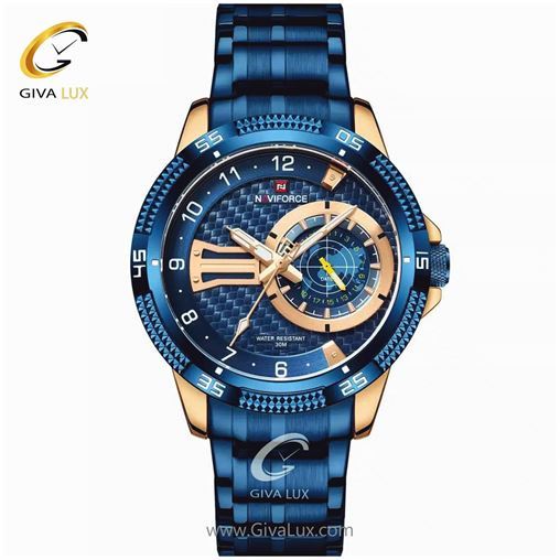 ساعت مچی اورجینال مردانه ناوی فورس|Naviforce|نوی فورس|نیوی فورس رزگلد | آبی| آبی| کد رفرنس NF9206