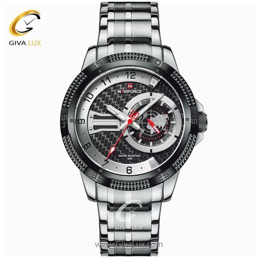 ساعت مچی اورجینال مردانه ناوی فورس|Naviforce|نوی فورس|نیوی فورس نقره ای | نقره ای| مشکی| کد رفرنس NF9206