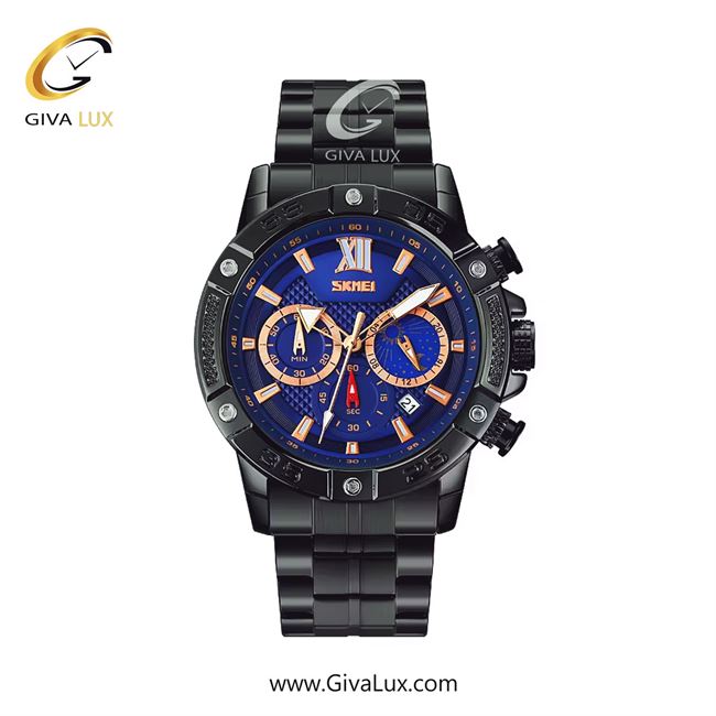 ساعت مچی اورجینال اسکمی مردانه سه موتوره کرنوگراف مشکی | مشکی | آبی | کد رفرنس 9235BKBU