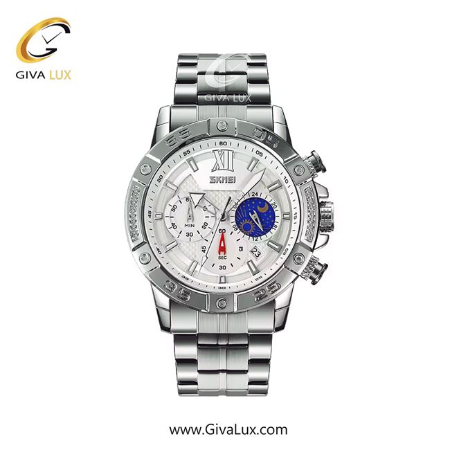 ساعت مچی اورجینال اسکمی مردانه سه موتوره کرنوگراف نقره ای | نقره ای | نقره ای | کد رفرنس 9235SLSL