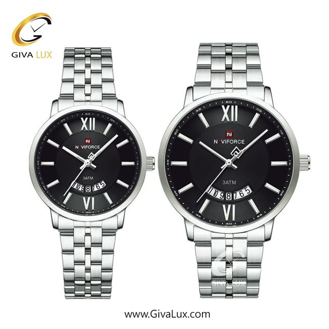 ساعت مچی اورجینال ست ناوی فورس|Naviforce|نوی فورس|نیوی فورس نقره ای | نقره ای| مشکی| کد رفرنس NF9238 S/B/S