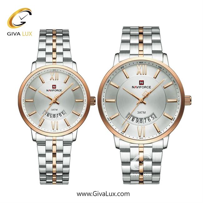 ساعت مچی اورجینال ست ناوی فورس|Naviforce|نوی فورس|نیوی فورس رزگلد | رزگلد-نقره ای| سفید| کد رفرنس  کد رفرنس : NF9238 S/W/RG