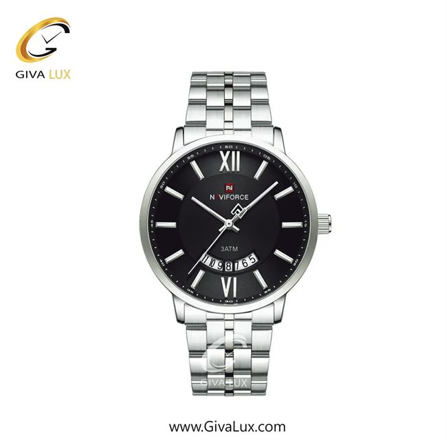ساعت مچی اورجینال مردانه ناوی فورس|Naviforce|نوی فورس|نیوی فورس نقره ای | نقره ای| مشکی| کد رفرنس NF9238 S/B/S