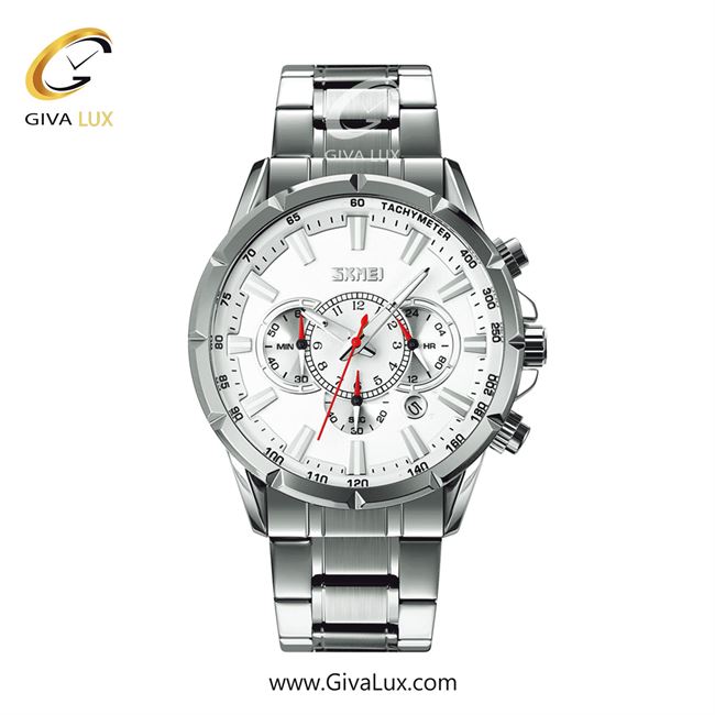 ساعت مچی اورجینال مردانه اسکمی (Skmei) سه موتوره کرنوگراف نقره ای | نقره ای| نقره ای| کد رفرنس 9241SL