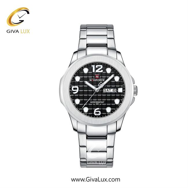 ساعت مچی اورجینال مردانه ناوی فورس|Naviforce|نوی فورس|نیوی فورس نقره ای | نقره ای| مشکی| کد رفرنس NF9244 S/B