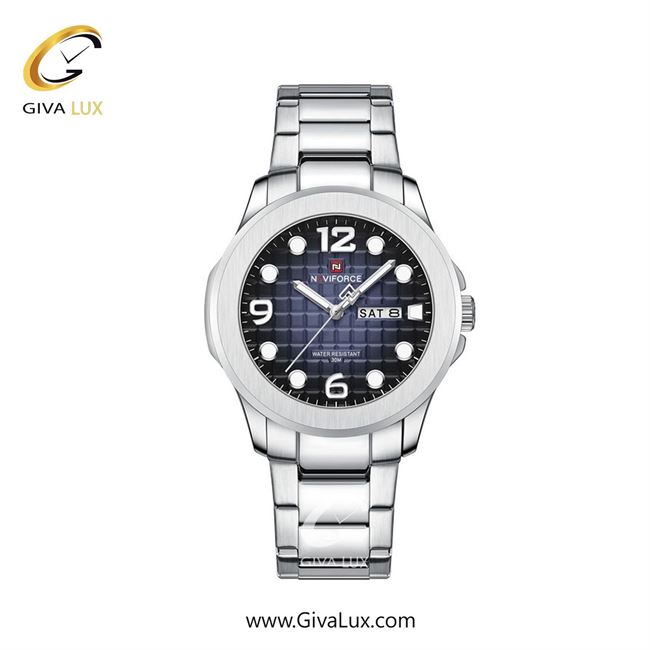 ساعت مچی اورجینال مردانه ناوی فورس|Naviforce|نوی فورس|نیوی فورس نقره ای | نقره ای| آبی-مشکی| کد رفرنس NF9244 S/BE