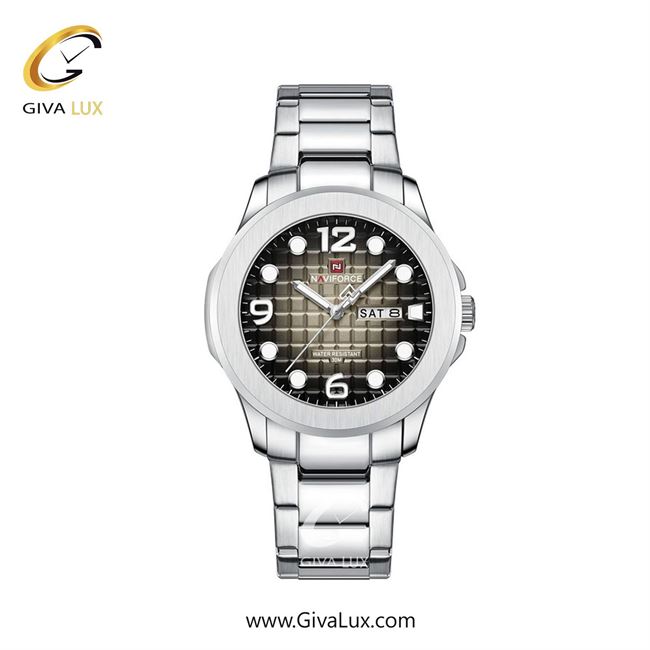 ساعت مچی اورجینال مردانه ناوی فورس|Naviforce|نوی فورس|نیوی فورس نقره ای | نقره ای| دودی|تیتانیوم-مشکی| کد رفرنس NF9244 S/GY
