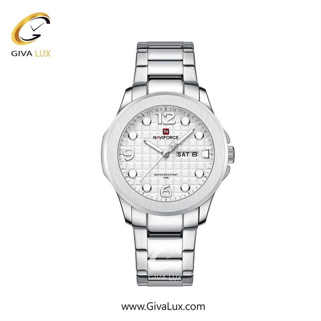 ساعت مچی اورجینال مردانه ناوی فورس|Naviforce|نوی فورس|نیوی فورس نقره ای | نقره ای| نقره ای| کد رفرنس NF9244 S/W