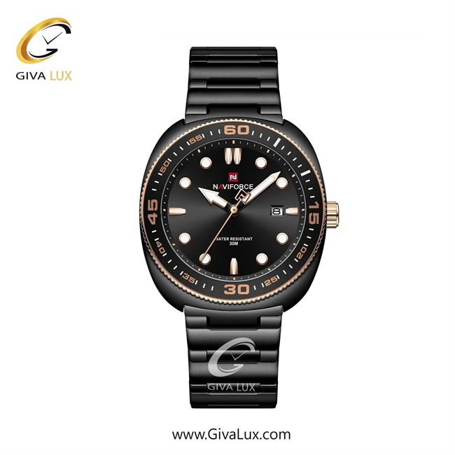 ساعت مچی اورجینال مردانه ناوی فورس|Naviforce|نوی فورس|نیوی فورس رزگلد-مشکی | مشکی| مشکی| کد رفرنس NF9250 B/RG/B
