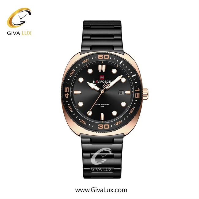 ساعت مچی اورجینال مردانه ناوی فورس|Naviforce|نوی فورس|نیوی فورس مشکی-رزگلد | مشکی| مشکی| کد رفرنس NF9250 RG/B/B