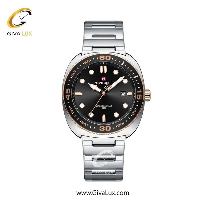 ساعت مچی اورجینال مردانه ناوی فورس|Naviforce|نوی فورس|نیوی فورس رزگلد-نقره ای-مشکی | نقره ای| مشکی| کد رفرنس NF9250 S/RG/S
