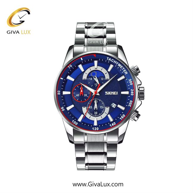 ساعت مچی اورجینال اسکمی مردانه سه موتوره کرنوگراف نقره ای | نقره ای | آبی | کد رفرنس 9250SLB