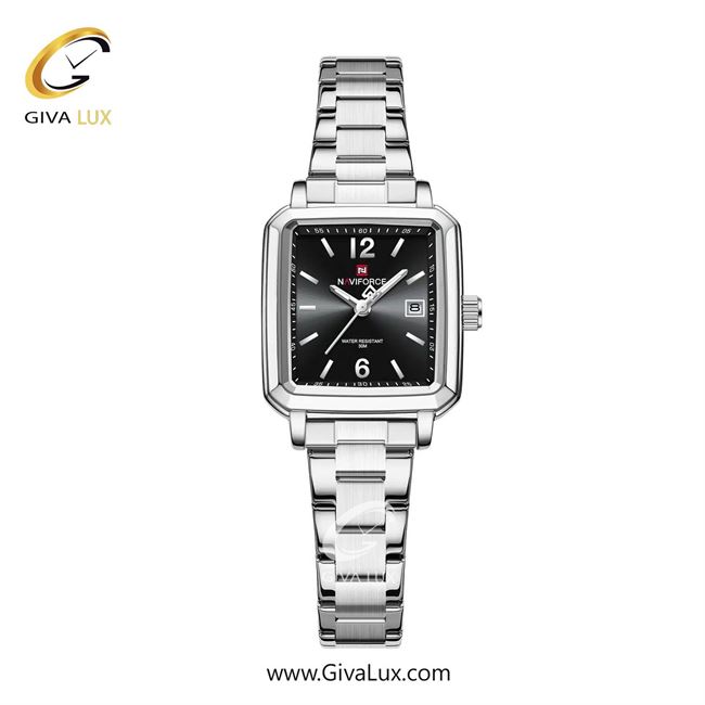 ساعت مچی اورجینال زنانه ناوی فورس|Naviforce|نوی فورس|نیوی فورس نقره ای | نقره ای| مشکی| کد رفرنس NF9252 S/B/S