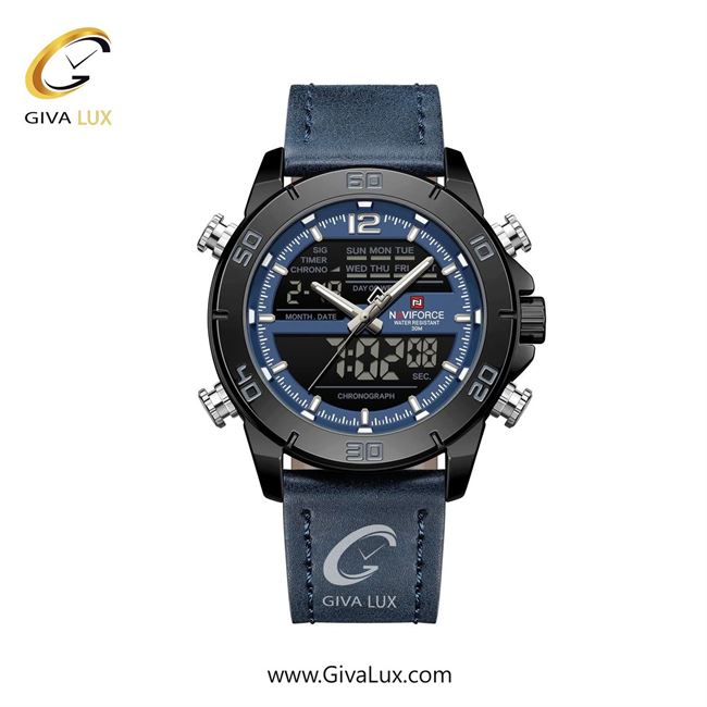 ساعت مچی اورجینال مردانه ناوی فورس|Naviforce|نوی فورس|نیوی فورس دو زمانه مشکی | آبی| مشکی-آبی| کد رفرنس NF9253 L B/BE/BE