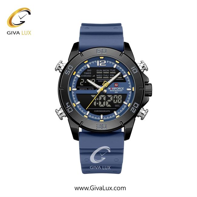 ساعت مچی اورجینال مردانه ناوی فورس|Naviforce|نوی فورس|نیوی فورس دو زمانه مشکی | آبی| آبی-مشکی| کد رفرنس NF9253 T B/BE/BE