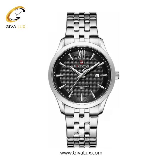 ساعت مچی اورجینال مردانه ناوی فورس|Naviforce|نوی فورس|نیوی فورس نقره ای | نقره ای| مشکی| کد رفرنس NF9255 S/B/S
