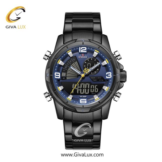 ساعت مچی اورجینال مردانه ناوی فورس|Naviforce|نوی فورس|نیوی فورس دو زمانه مشکی | مشکی| سرمه ای| کد رفرنس NF9257 B/BE/B