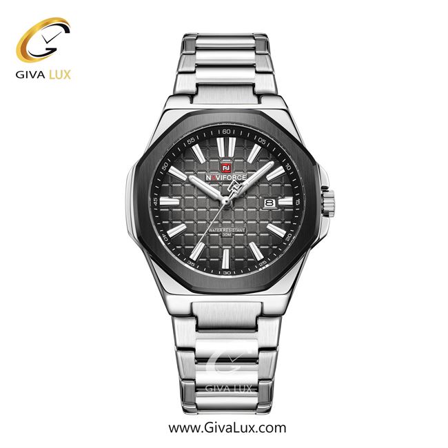 ساعت مچی اورجینال مردانه ناوی فورس|Naviforce|نوی فورس|نیوی فورس مشکی | نقره ای| مشکی| کد رفرنس NF9258 S/GY/S