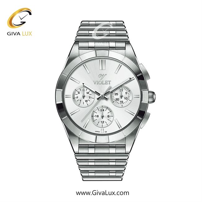 ساعت مچی اورجینال مردانه ویولت VIOLET سه موتوره کرنوگراف نقره ای | نقره ای| سفید| کد رفرنس 0613
