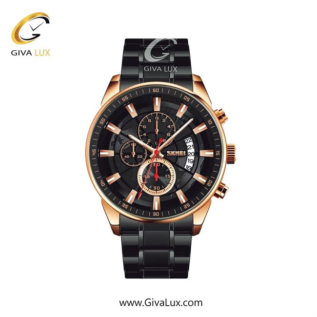 ساعت مچی اورجینال اسکمی مردانه سه موتوره کرنوگراف رزگلد | مشکی | مشکی | کد رفرنس 9285RGBK