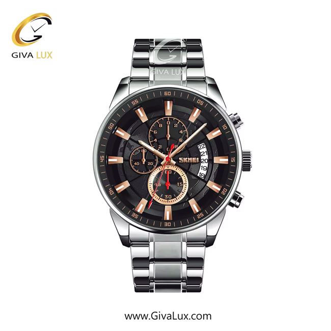 ساعت مچی اورجینال اسکمی مردانه سه موتوره کرنوگراف نقره ای | نقره ای | مشکی | کد رفرنس 9285SLBK