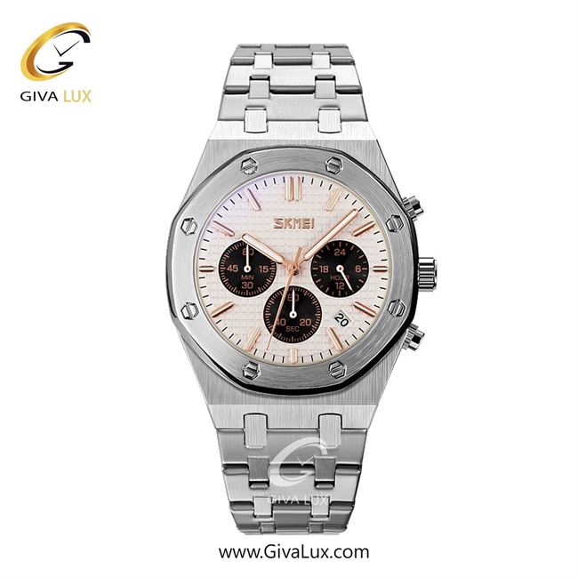 ساعت مچی اورجینال مردانه اسکمی (Skmei) سه موتوره کرنوگراف نقره ای | نقره ای| سفید| کد رفرنس 9296