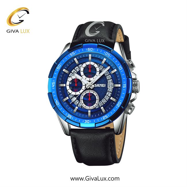 ساعت مچی اورجینال اسکمی مردانه سه موتوره کرنوگراف نقره ای | مشکی | نقره ای-آبی | کد رفرنس 9312SLBU