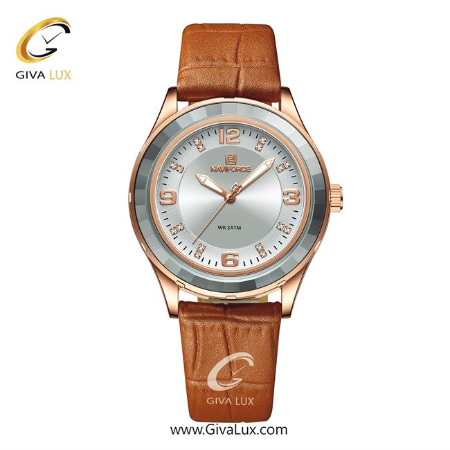 ساعت مچی اورجینال زنانه ناوی فورس|Naviforce|نوی فورس|نیوی فورس رزگلد | عسلی| نقره ای| کد رفرنس NF5040 RG/W/BN