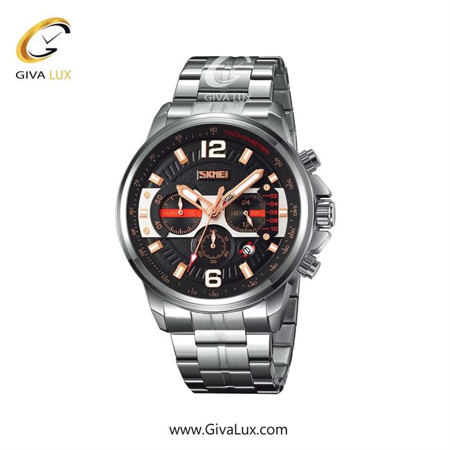 ساعت مچی اورجینال اسکمی مردانه سه موتوره کرنوگراف نقره ای | نقره ای | مشکی | کد رفرنس 9332SLBK