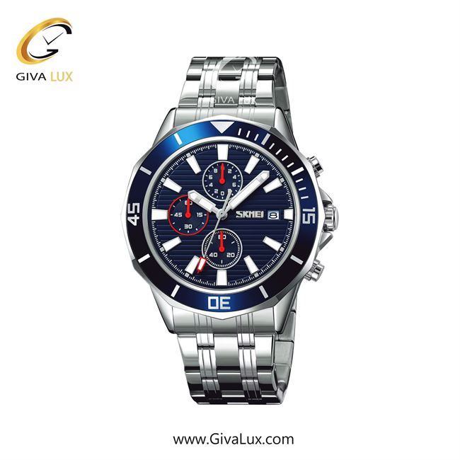 ساعت مچی اورجینال اسکمی مردانه سه موتوره کرنوگراف نقره ای | نقره ای | آبی | کد رفرنس 9335SLBU