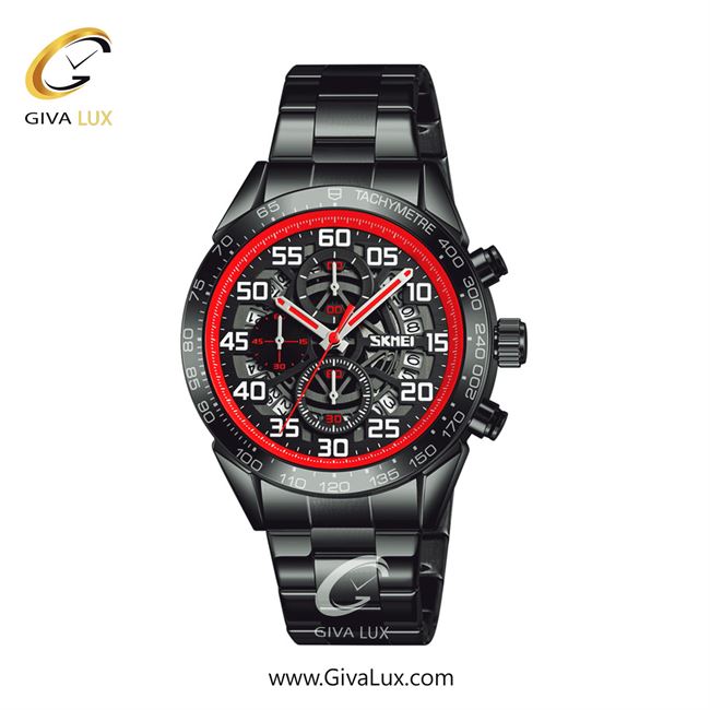 ساعت مچی اورجینال مردانه اسکمی (Skmei) سه موتوره کرنوگراف مشکی | مشکی| مشکی-قرمز| کد رفرنس 9338