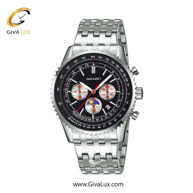 ساعت مچی اورجینال مردانه اسکمی (Skmei) سه موتوره کرنوگراف مشکی | نقره ای| مشکی| کد رفرنس 9348
