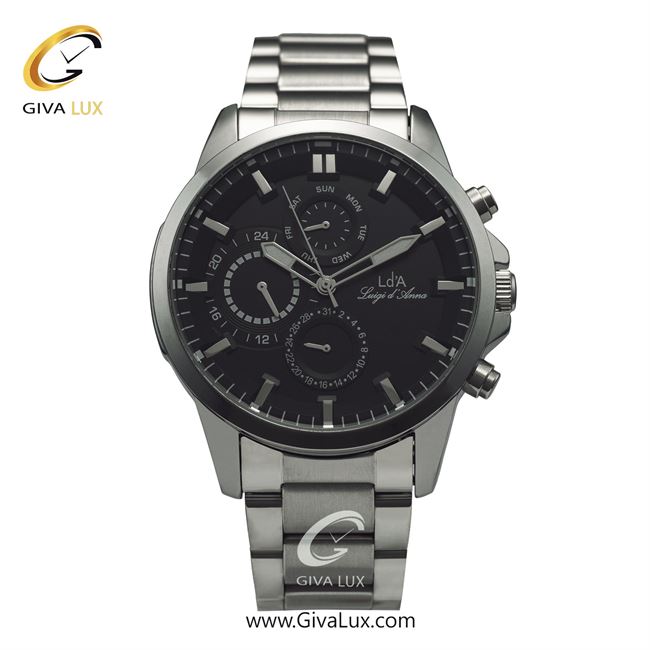 ساعت مچی اورجینال LdA مردانه سه موتوره فول تایم نقره ای | نقره ای | مشکی | کد رفرنس 2339
