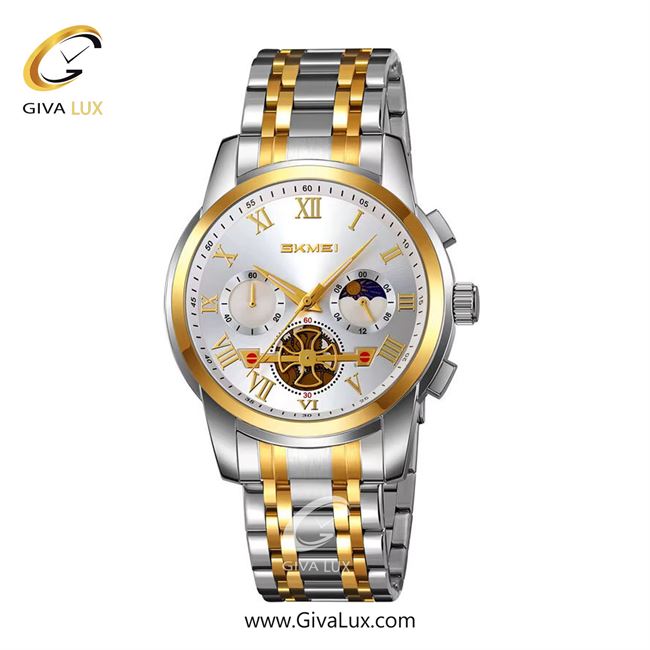 ساعت مچی اورجینال مردانه اسکمی (Skmei) سه موتوره کرنوگراف طلایی | نقره ای-طلایی| نقره ای| کد رفرنس 9394