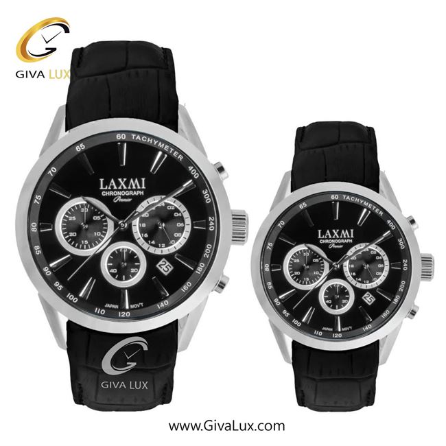 ساعت مچی اورجینال ست لاکسمی سه موتوره کرنوگراف نقره ای | مشکی| مشکی| کد رفرنس زنانه: 8544-4L ، مردانه: 8544-4G