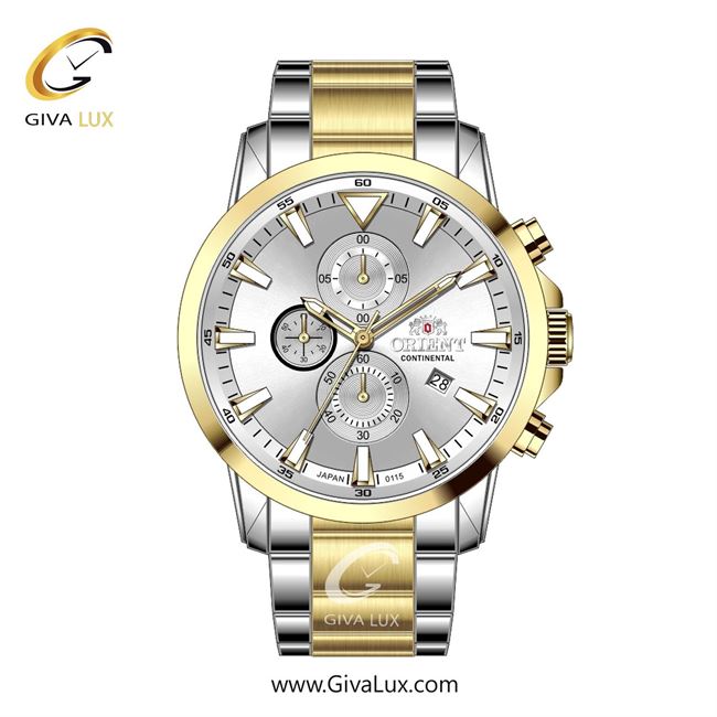 ساعت مچی اورجینال مردانه اورینت (کانتیننتال) | Orient (Continental) سه موتوره کرنوگراف نقره ای-طلایی | طلایی-نقره ای| نقره ای| کد رفرنس 0115