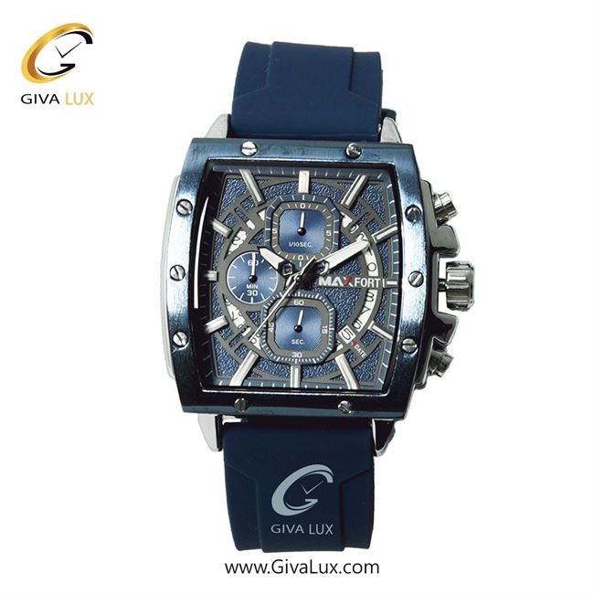 ساعت مچی اورجینال مردانه مکس فورت (MAXFORT) سه موتوره کرنوگراف نقره ای-آبی | سرمه ای| آبی| کد رفرنس MX-9463-2